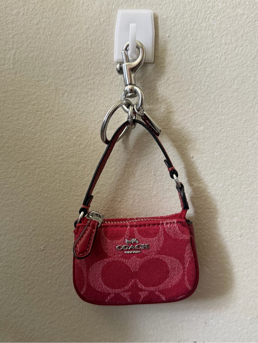 Red Bag Charm Coach Keychain